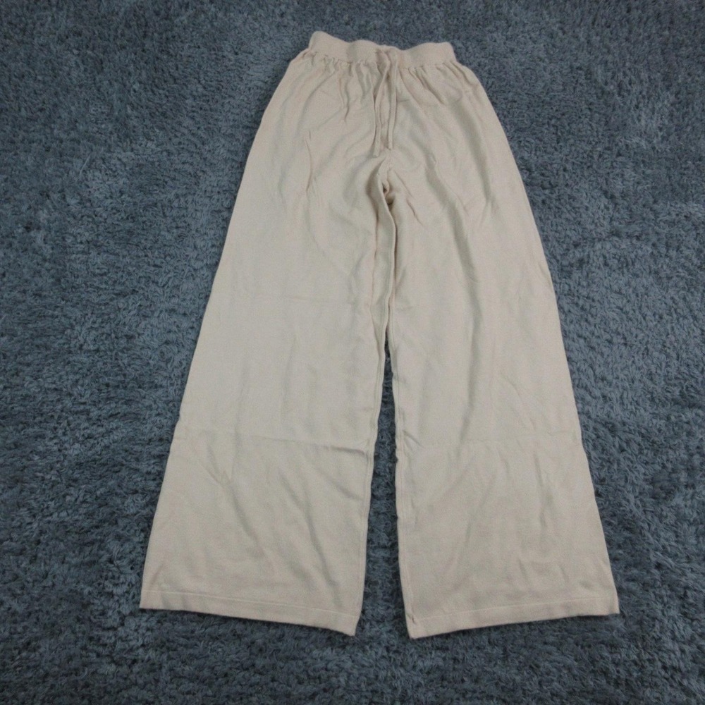 Lulus Pants Womens Medium Beige Wide Leg Lounge Elastic Drawstring 22x29.5 NWT